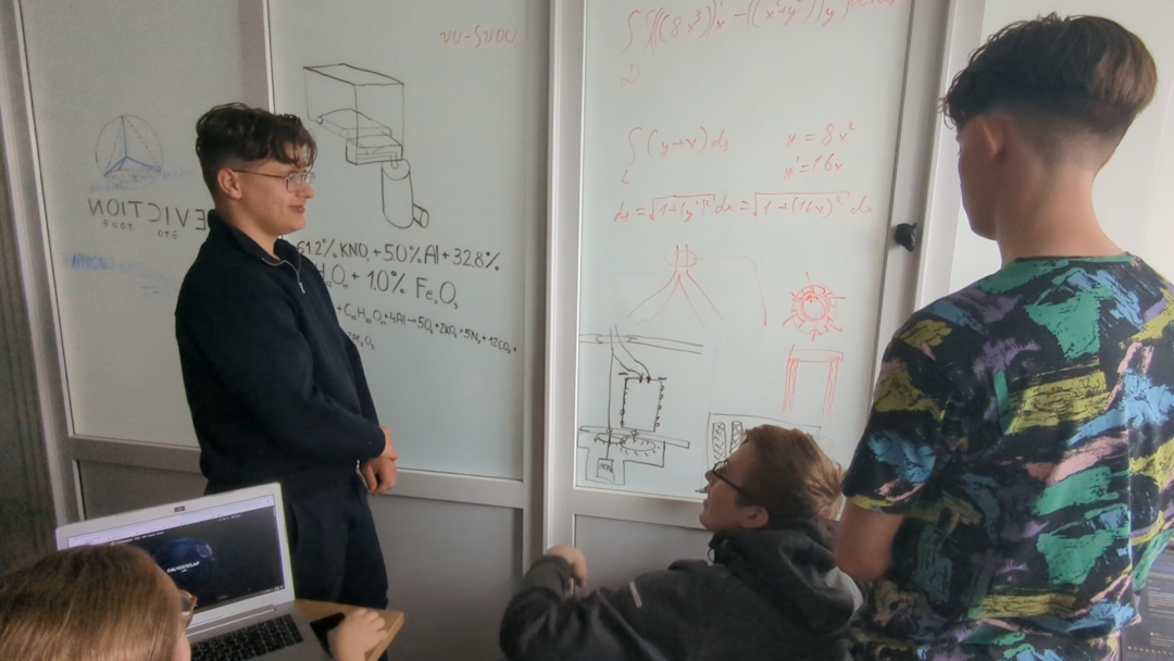 Our team brainstorming rocket-fuel manufacturing