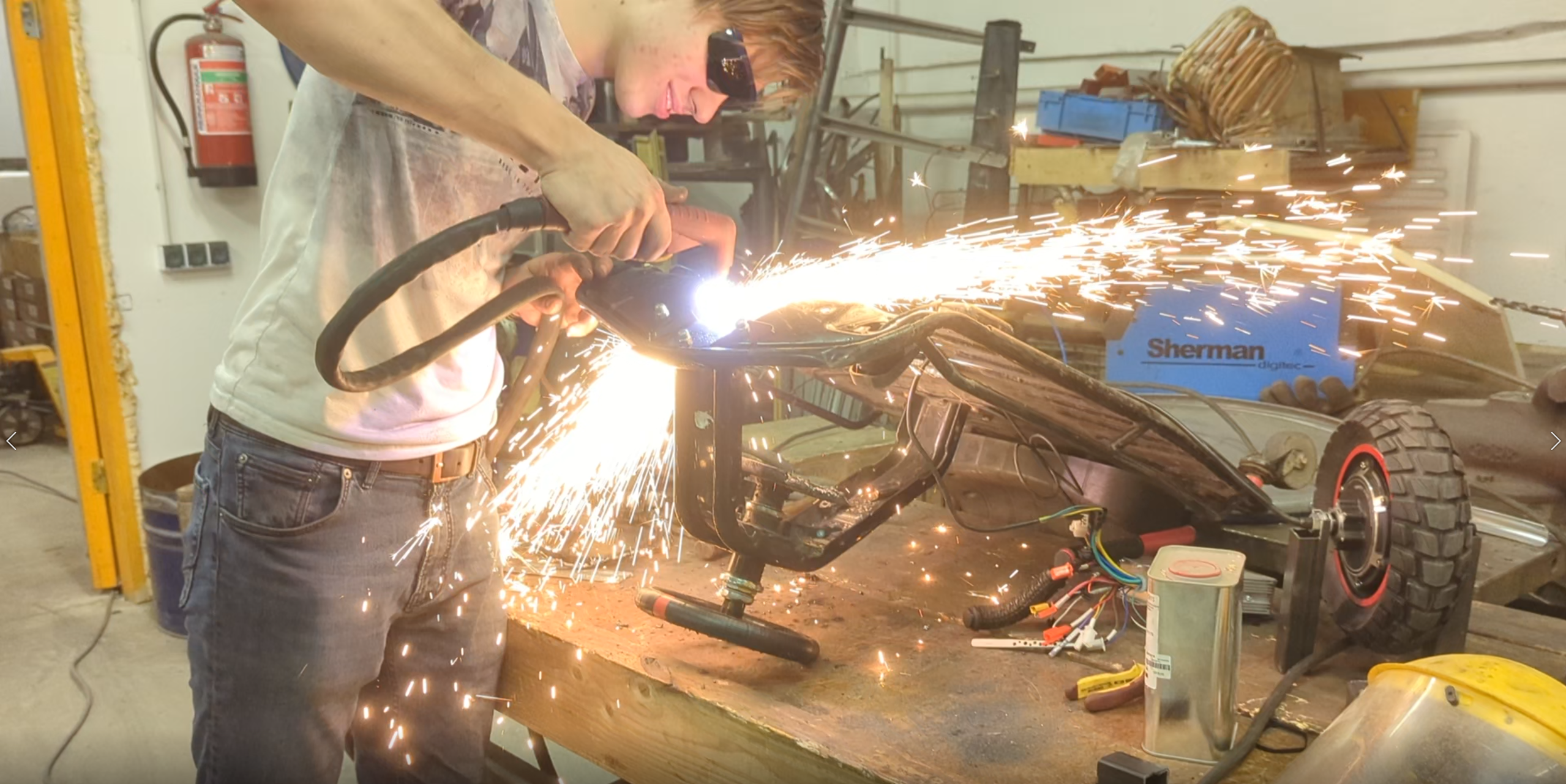 Us practicing plasma-cutting by making a drift cart.
