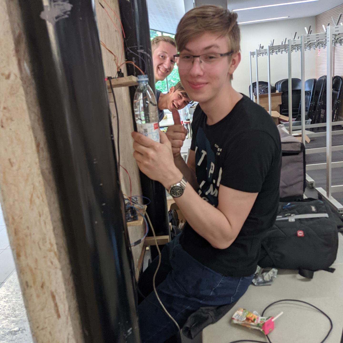 Simon making a resistor out of water