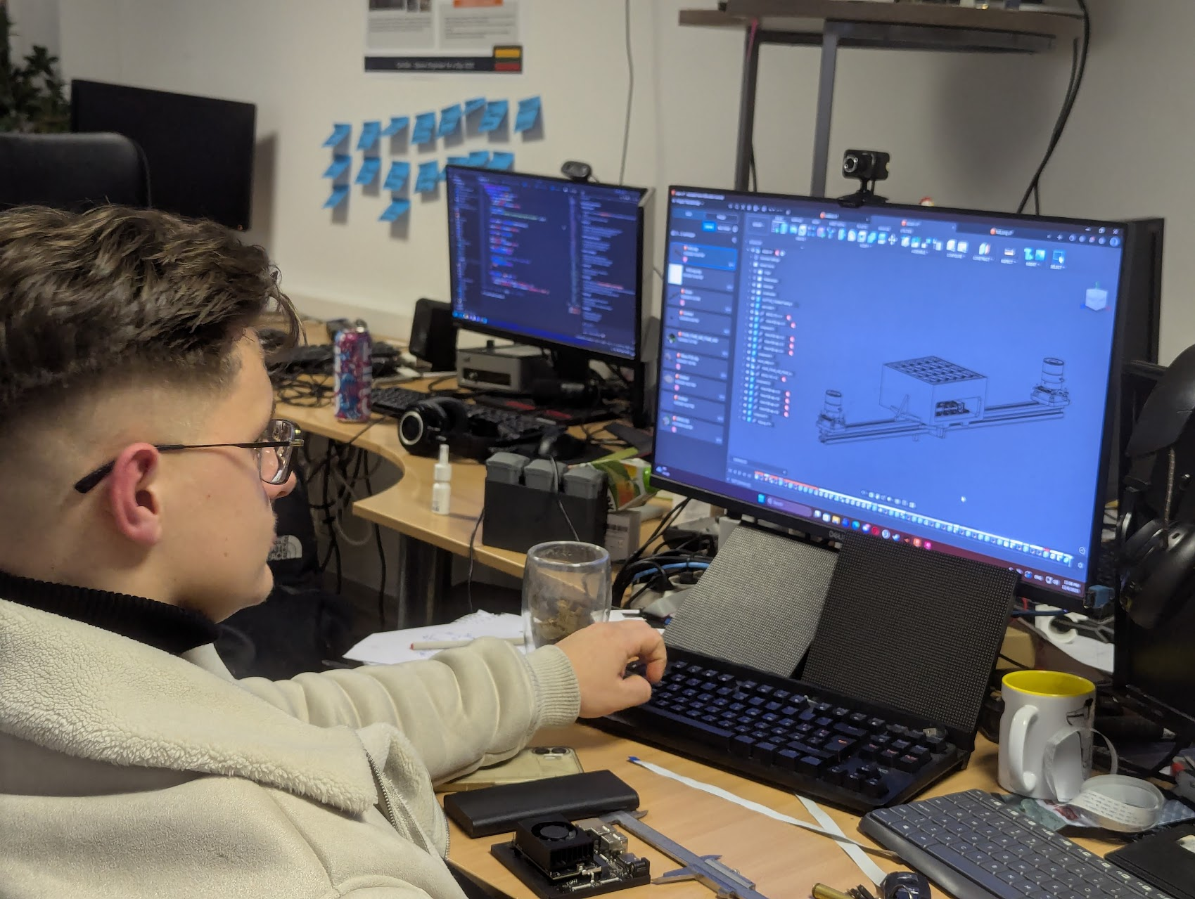 Dominykas modeling our prototype drone detection system